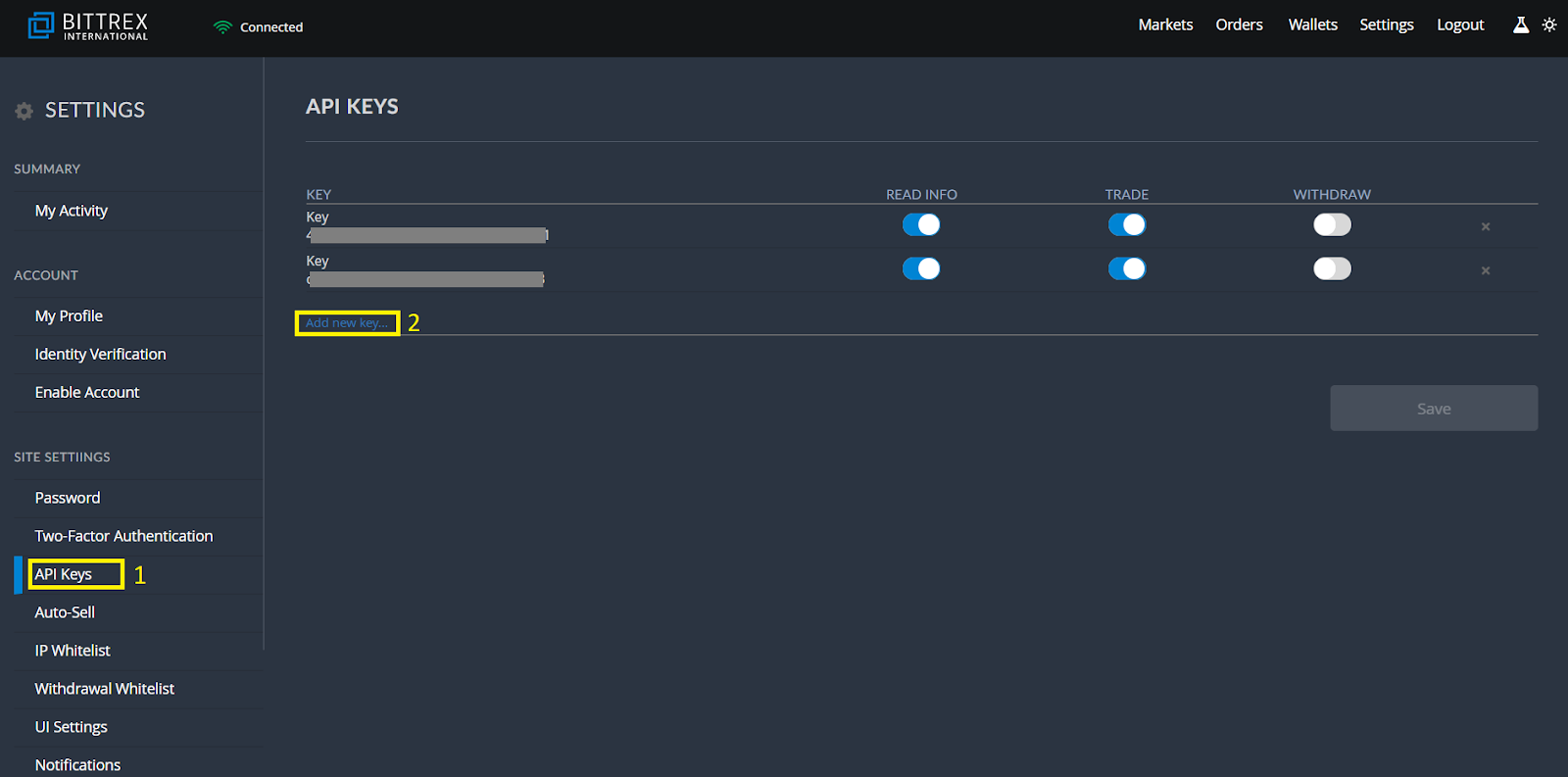 Bittrex API Keys for Bots Trading – TradeSanta