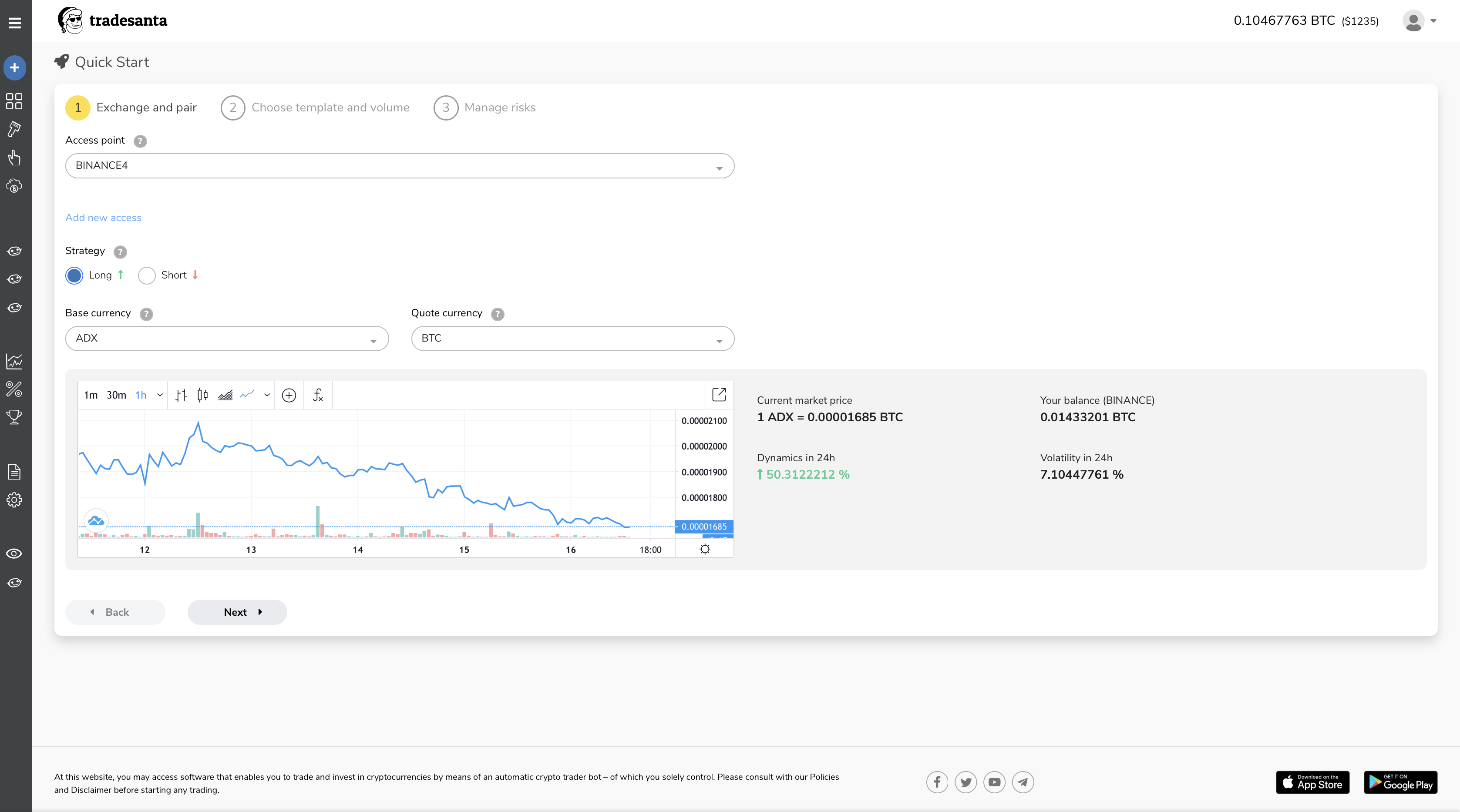 How to create a crypto bot on TradeSanta in one click