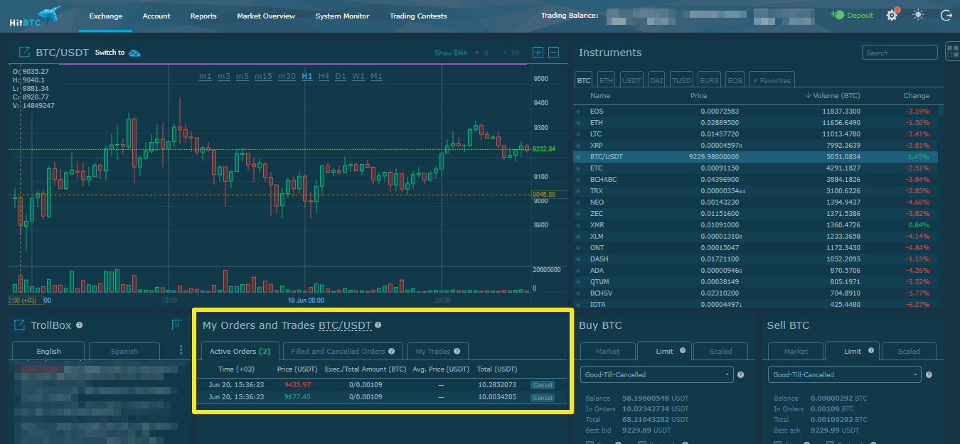 How to work with orders on HitBTC – Cryptocurrency Trading Bots – TradeSanta